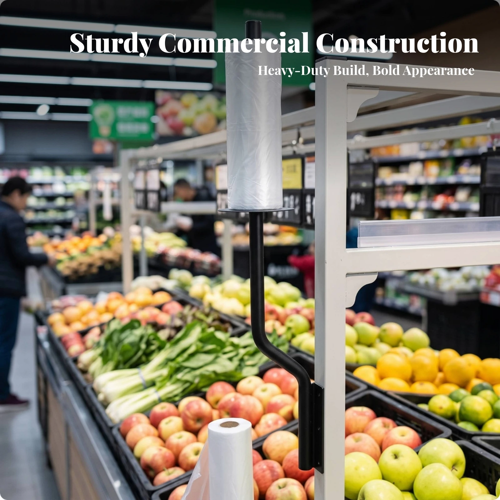 Roll-Bag Holder Bracket Easy to Install Hanging Roll-Bag Holder Sturdy Utilitarian for Supermarkets, Produce Counters