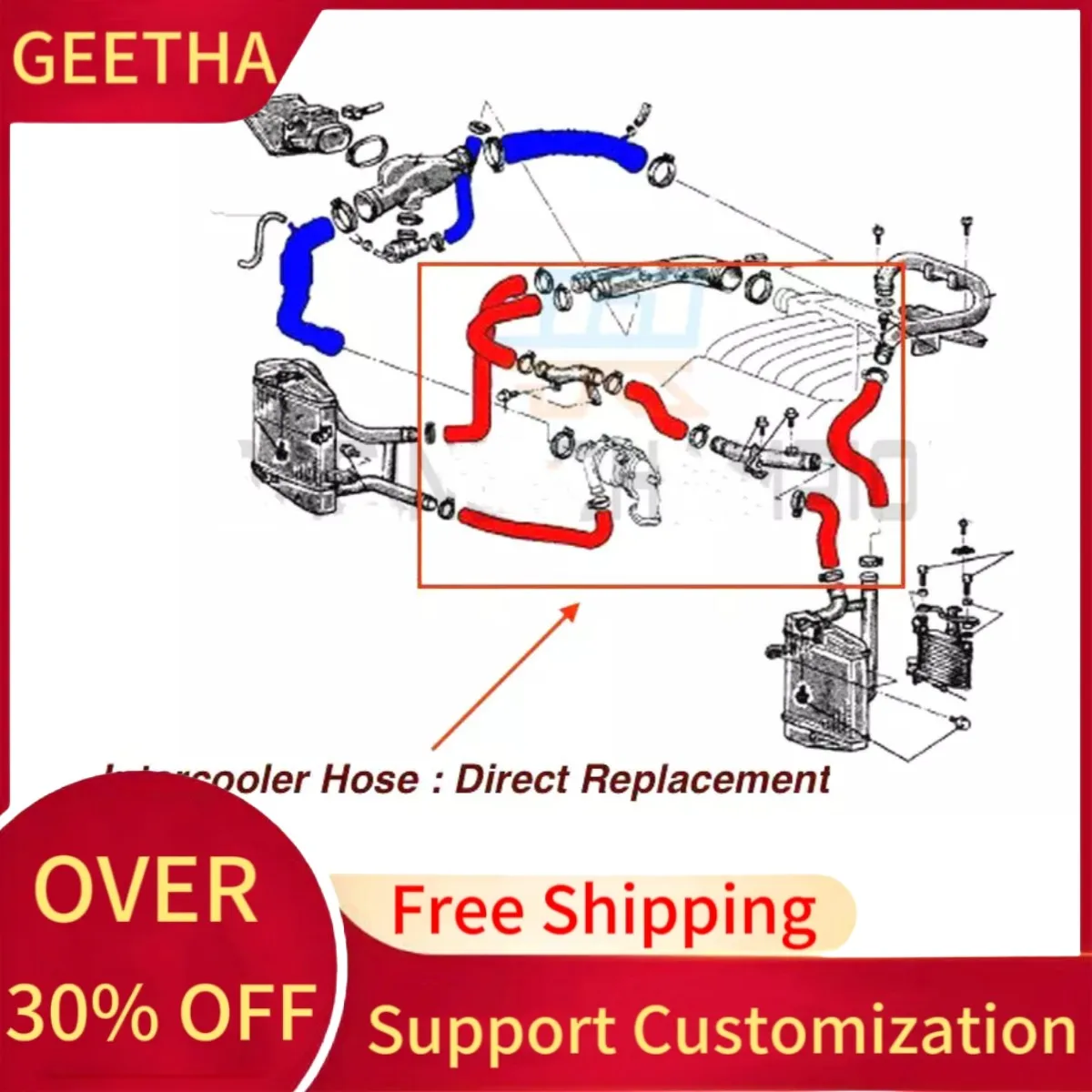 Silicone Intercooler Hose Kit for Mitsubishi GTO 3000GT Dodge Stealth twin turbo