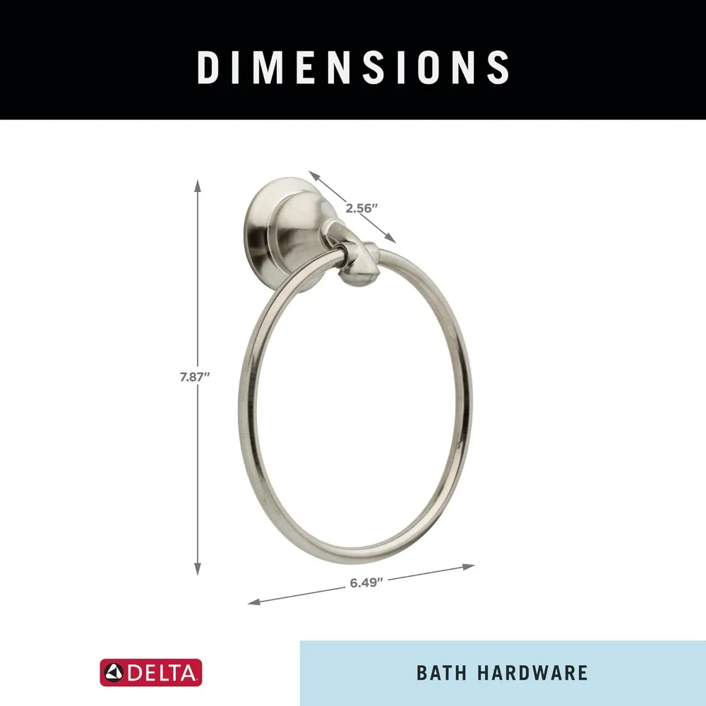 Delta Linden (1 confezione) Portasciugamani Brilliance Portasciugamani in acciaio inossidabile per porta asciugamani rotondo da parete per bagno per pipistrello