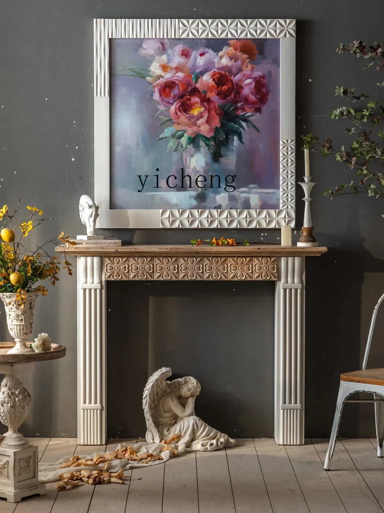

European Living Room Fireplace Mantel Carved Storage Cabinet Retro Bed & Breakfast Fireplace Decorative Cabinet