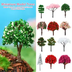 5pcs 4cm Model Train Plastic Building Landscape Accessories Miniature Flower Tree Artificial Scenery Trees Railroad Decoration