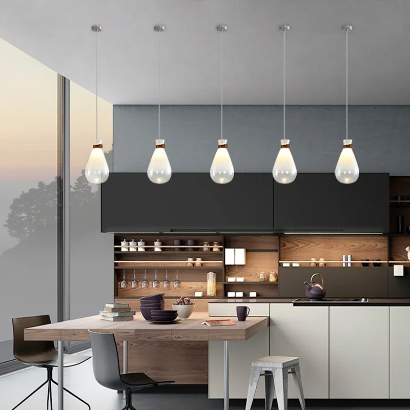 Modern Minimalist Glass Bottle Pendant Lamp Restaurant Bedroom Bar Coffee Shop Creative Chandelier Home Decor Lighting Fixture