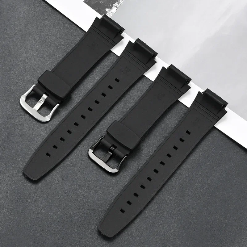 YpmBlack correa de silicona TPU para Casio AQ-160W AQ-163W deporte impermeable convexo reloj electrónico pulsera accesorios 17mm