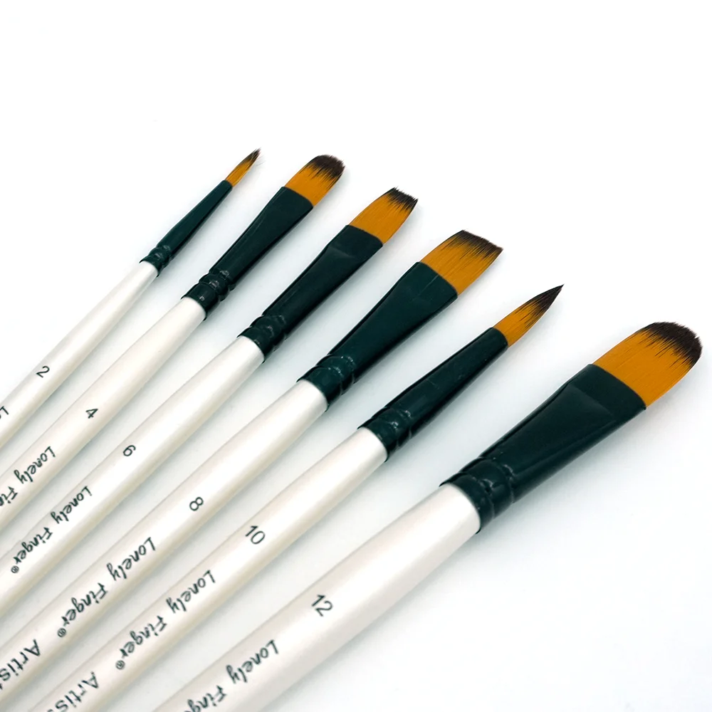 Paint Brushes Set,6Pcs Different Tip Paintbrushes Nylon Hair Artist Acrylic Paint Brushes for Acrylic Oil Watercolor, Face Nail