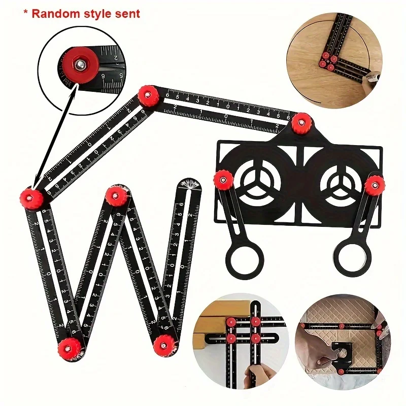 12/9/6 Fold Set Aluminium Alloy Angle Ruler Finder Measuring Ruler Perforated Mold Template Tool Locator Drill Guide Tile Hole