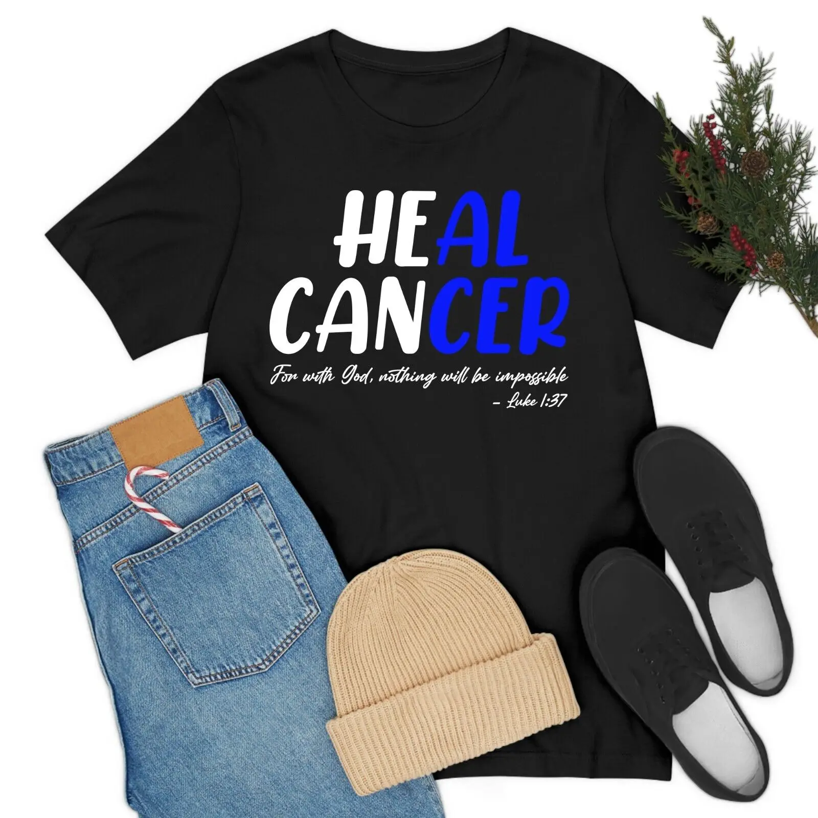 Colon Cancer Faith Bible Verse CRC Awareness Support Heal Family T-Shirt