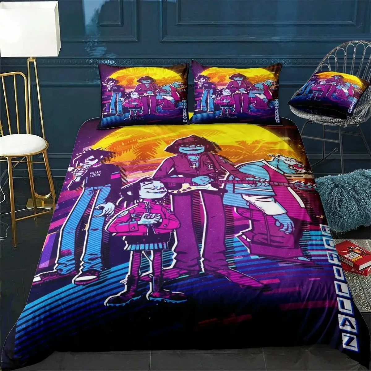 

Music Band Gorillaz Bedding Set 3D Printed Suitable for Bedroom Duvet Cover Set With Pillowcases Kids Home Textile