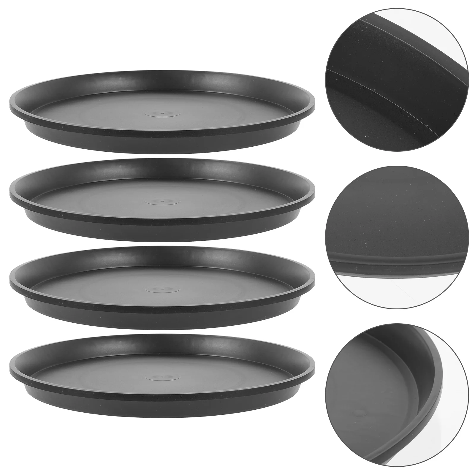 4 Pcs Plant Water Tray Drip Trays Household Saucer Round Shaped for Pots Black Plate Flowerpot Saucers Indoors