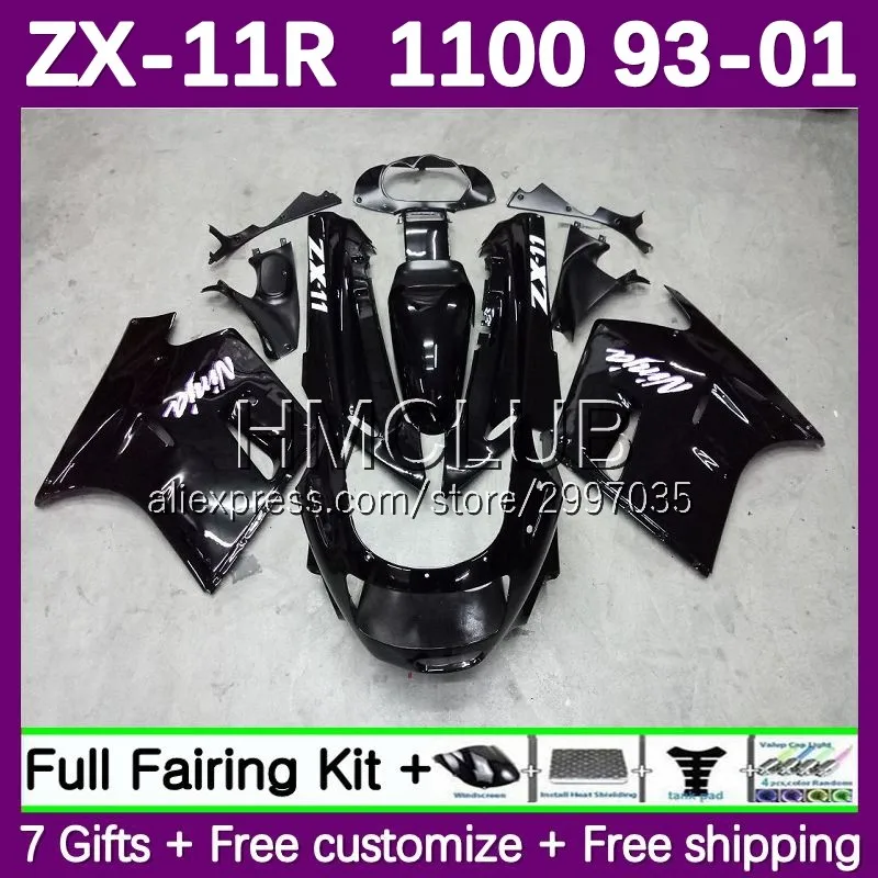 Fairing For KAWASAKI NINJA ZZR 1100 CC ZX 11R ZX11 ZX-11 R grey black 117No.1 ZX-11R ZZR1100 ZX11R 93 94 95 96 97 98 99 00 01