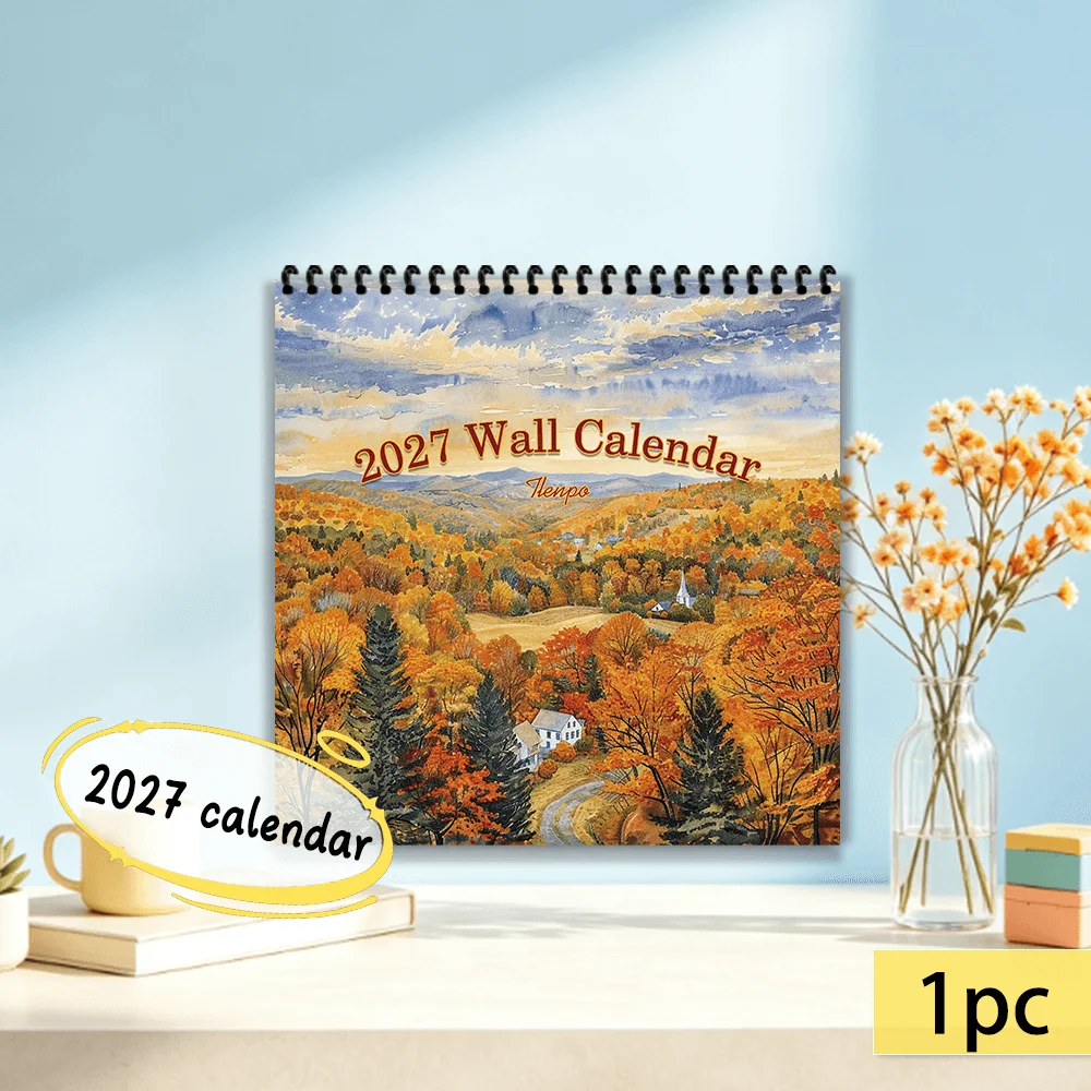 1pc 2027 Wall Calendar, Rural Town Theme, 12-Month Monthly Planner, Perfect Gift For Back-to-School Season, Christmas, New Year