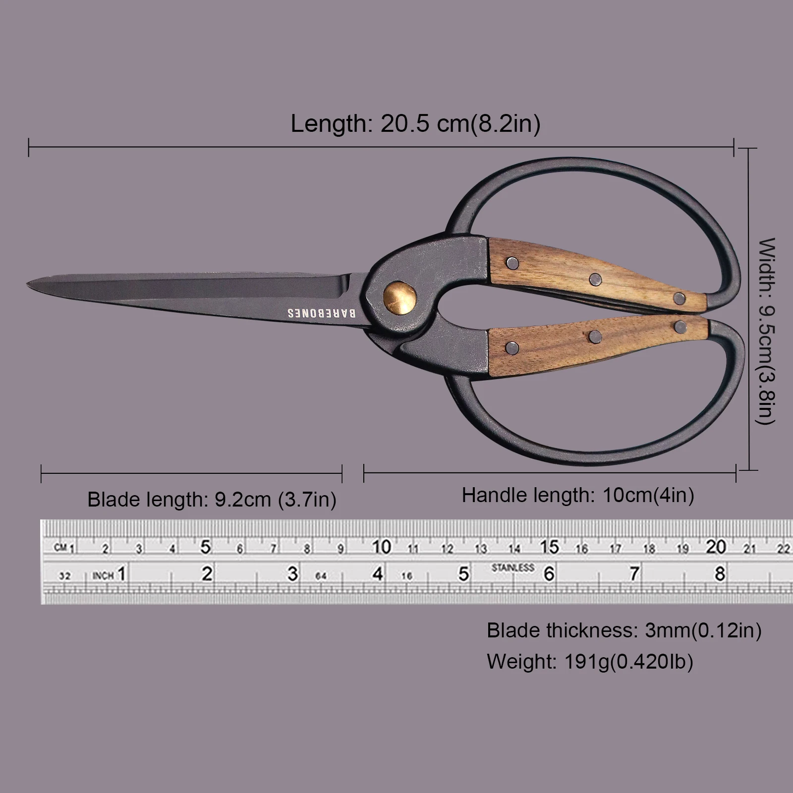 BAREBONES-Multi-purpose Hand-Made High Steel EDC Scissors, DIY Craft Scissors, Tailor Scissors, desembalagem expressa