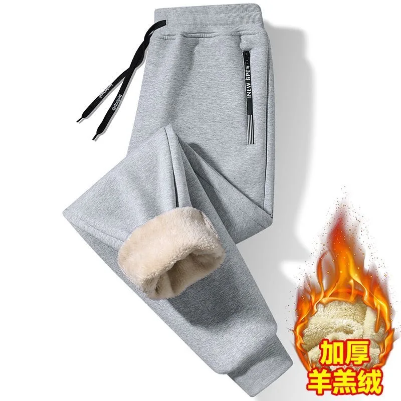 2024 Autumn and Winter New Fashion Sports Plus Fleece Thick Warm Pants Men's Casual Loose Comfortable Large Size Pants M-7XL