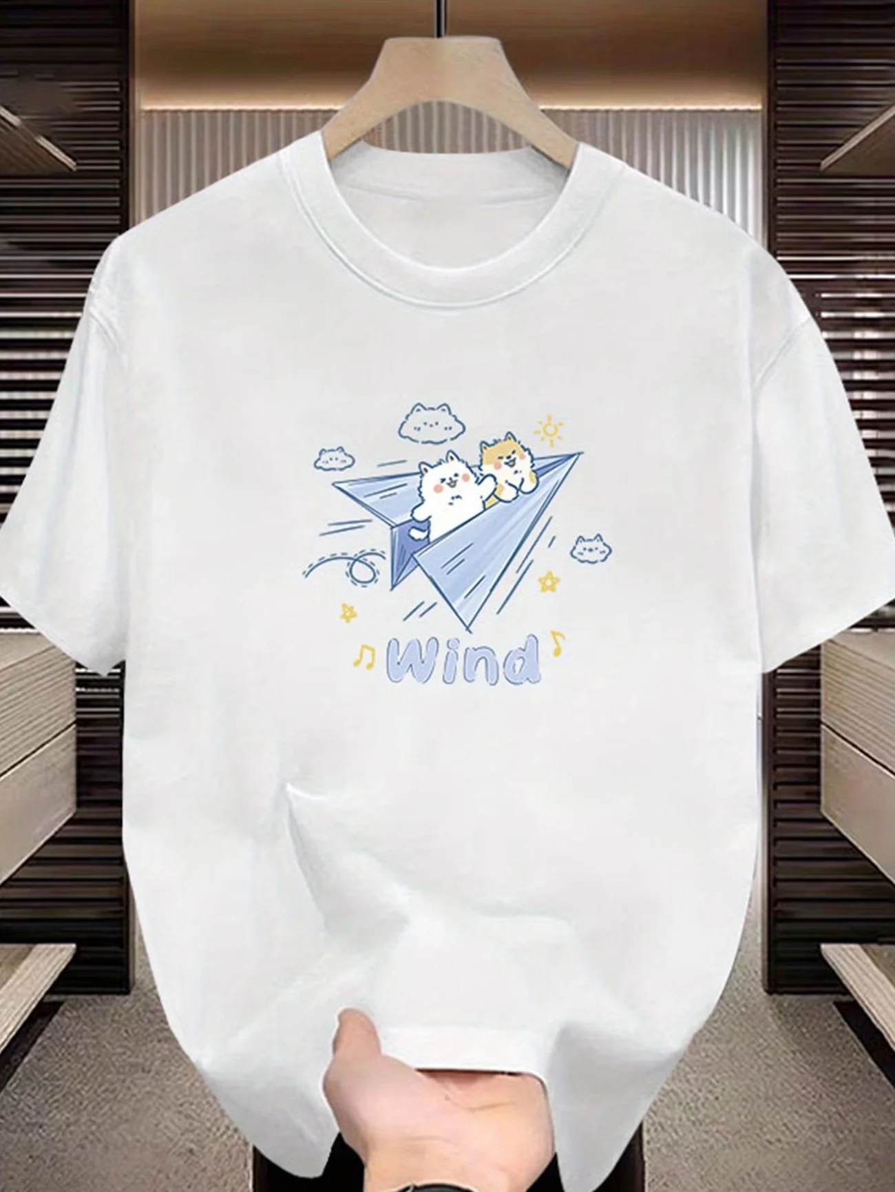 Aesthetic Cartoon Cat T-Shirt Women Creative Paper Airplane Graphic Tee Summer Fashion Casual Short Sleeve Streetwear Top