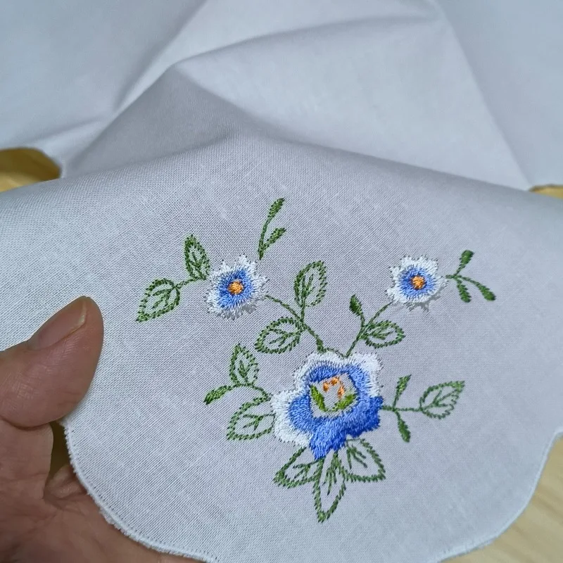4 قطعة القطن الخبز القماش/الكتان التطريز المناديل الأبيض منديل 43x43 سنتيمتر فراشة الخبز غطاء القماش منشفة شاي #3