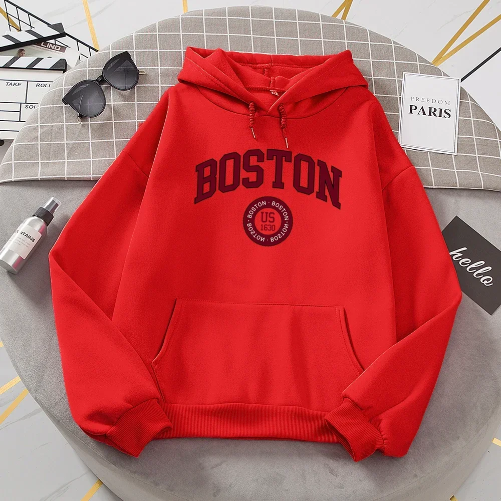 Female Hooded Boston City Founded in 1630 Hoodies Women Warm Comfortable Pullovers Fashion Casual Basic All Match Sweatshirt