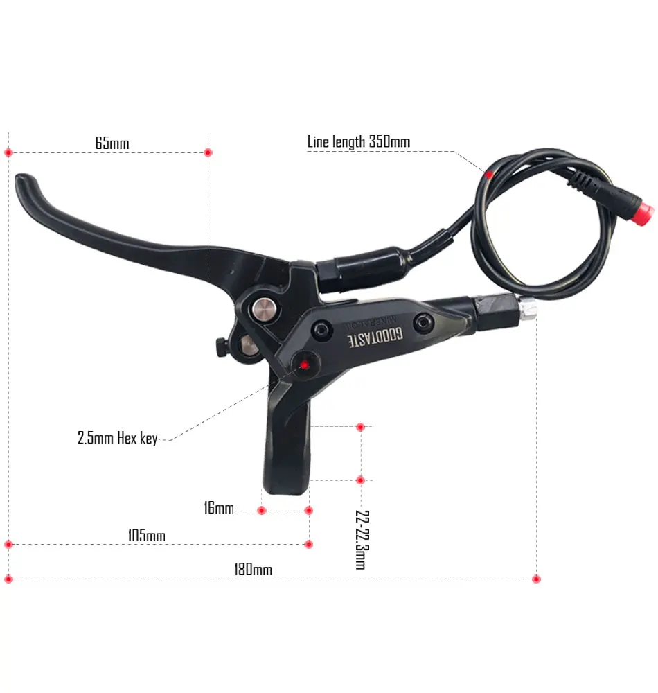 Goodtaste GT03N Left Disc Hydraulic Brakes for Mountain E-bike Power Off Xod Long Oil Tube 2100 160 140 Lever Clamp Brake Handle