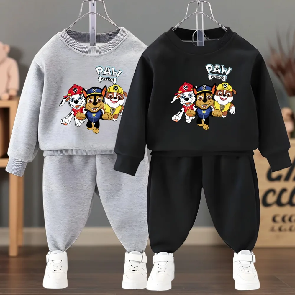 2026 Autumn and Winter Boys O Neck Hoodies Long Pant Two Piece Sets Kids Sweatshirt Sweatpant Suit Child Casual Tracksuit New
