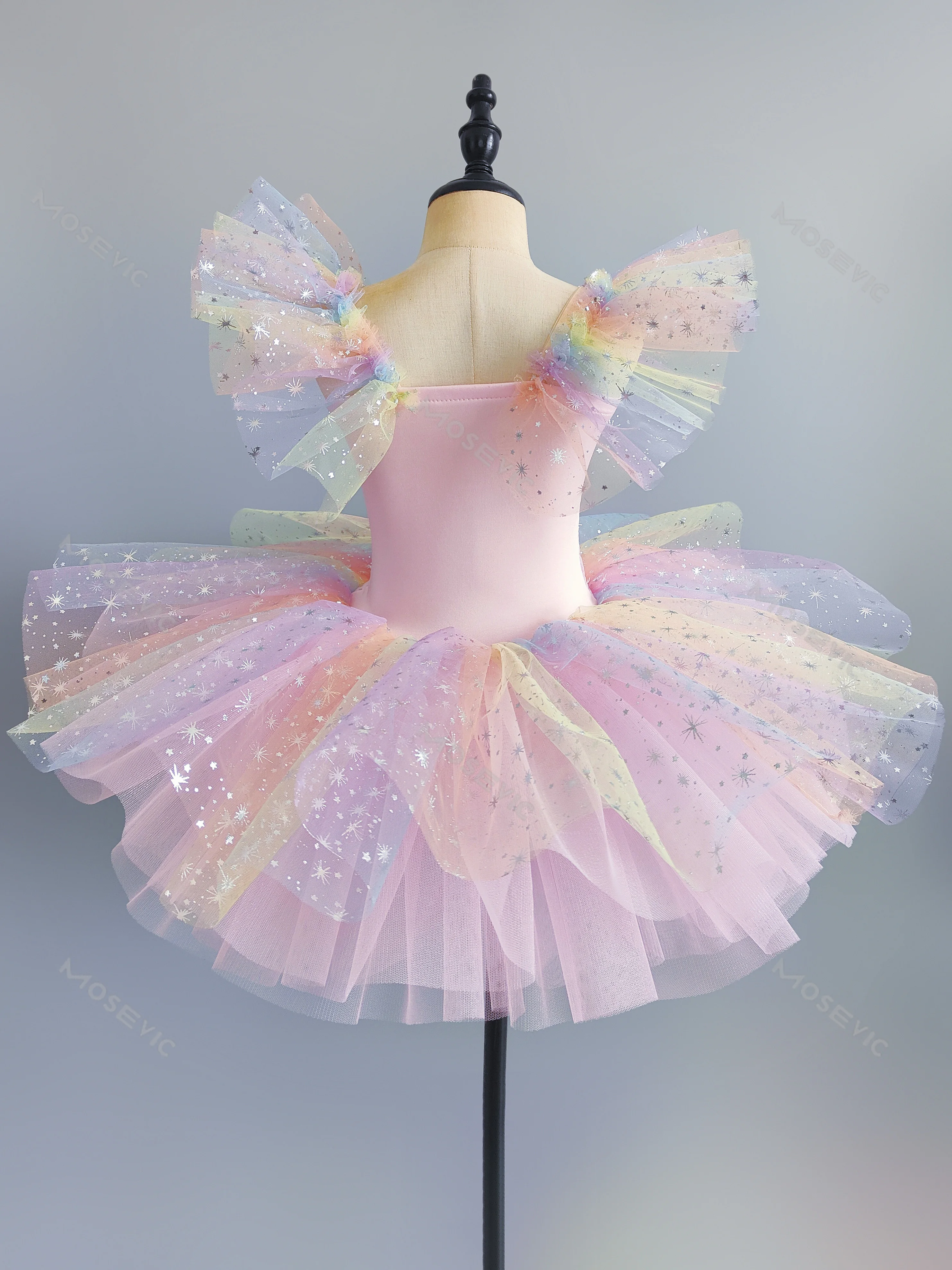 Vestido de balé com lantejoulas infantil, princesa Tutu, roupa de dança, saias infantis, 7 cores, performance