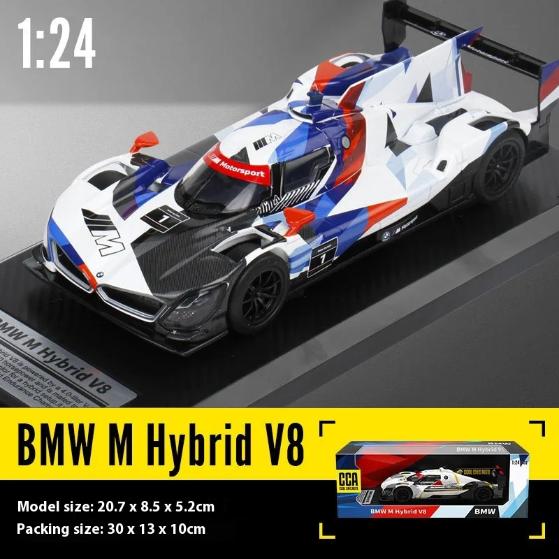 New In Stock 1:24 CCA BMW M Hybrid V8 Le Mans 24-Hour Simulation Sound And Light Alloy Micro Diecast Car Model Custom Toys Gifts