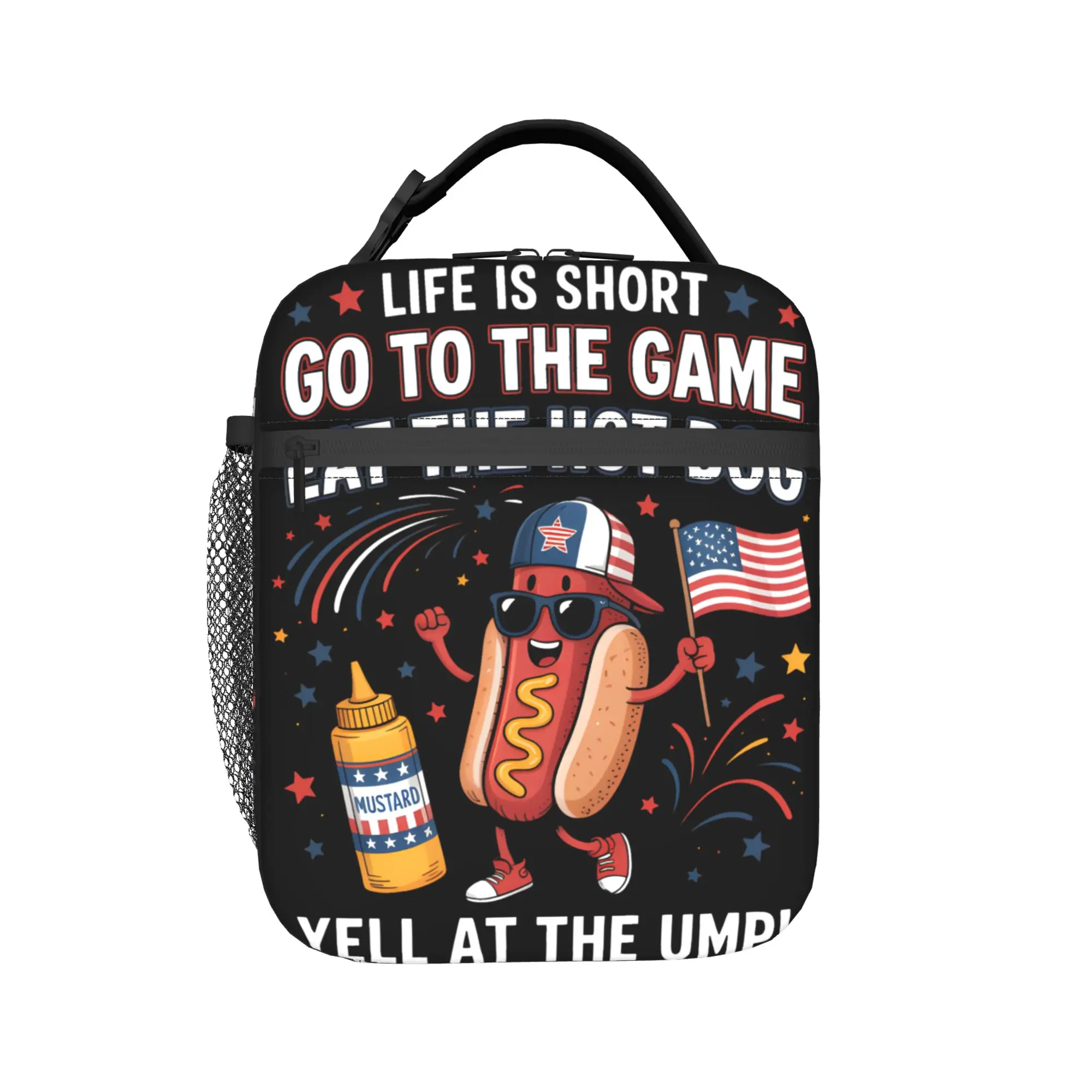 Bolsa térmica para el almuerzo Life Is Short Go To The Game Eat The Hot Dog, bolsa térmica para el trabajo, bolsa para comida, para hombres y mujeres, caja térmica para alimentos