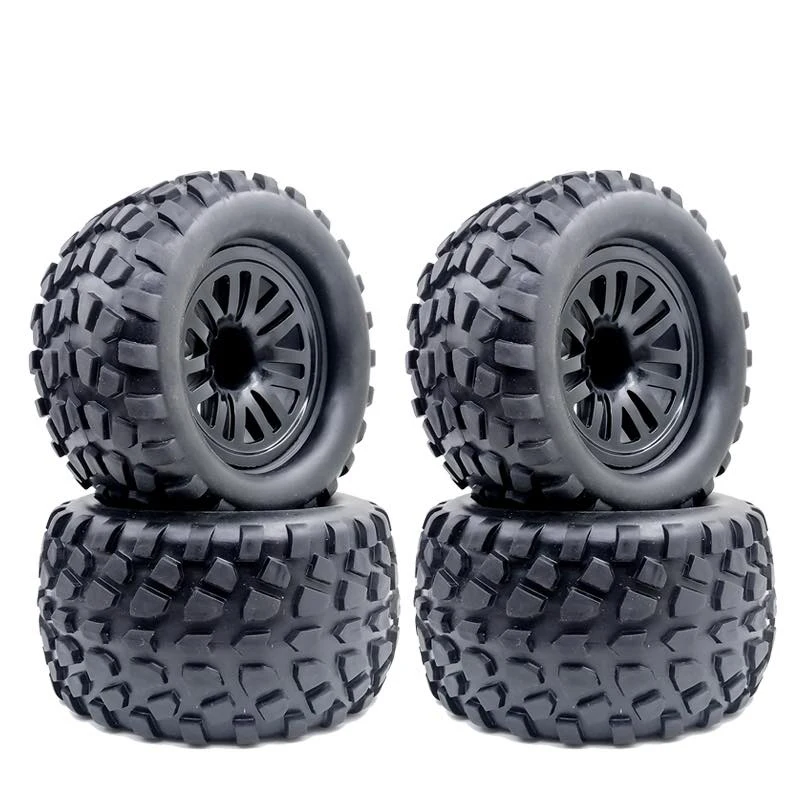 

RC 4Pcs Rubber Tire&Plastic Wheel Rim Truck Tyre For 1/ 10 HSP 94108 94111 94188 HPI Henlong Kyosho Tamiya Hongnor Monster Truck