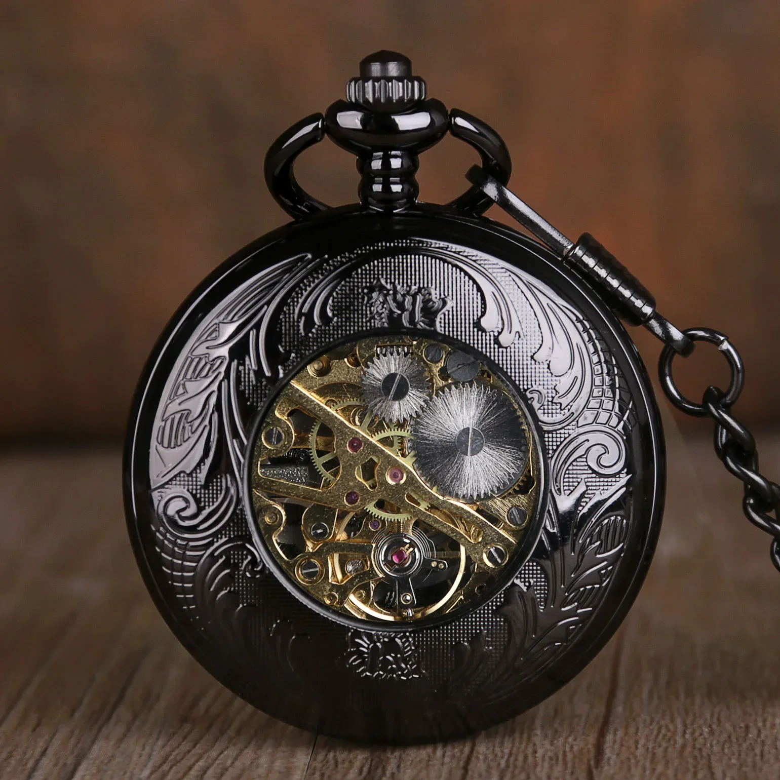 Reloj de bolsillo mecánico para hombre con diseño tallado de águila, reloj de bolsillo con cuerda manual hueca Vintage, relojes Steampunk, reloj colgante de regalo