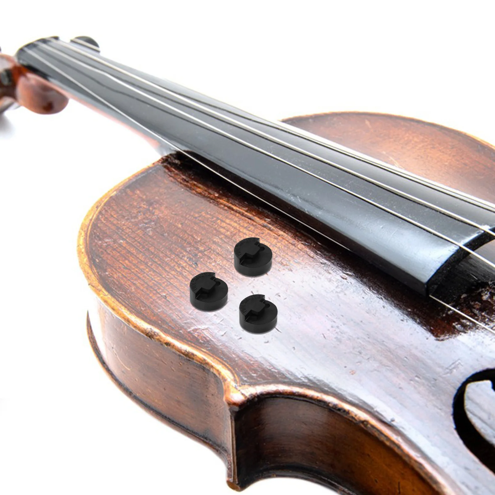 

4pcs Violin Mute Round Rubber Accessories Black Practice Pad Viola Sound Dampener String Instrument Muting Tool