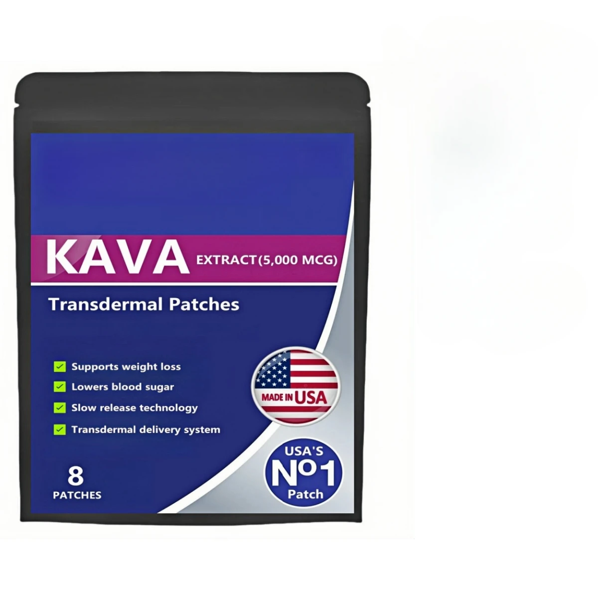 Pure Kava Extract - 5,000 mcg (High Strength) Healthy Aging Formula - Transdermal Patches. Patches Made in USA. 8 Weeks Supply