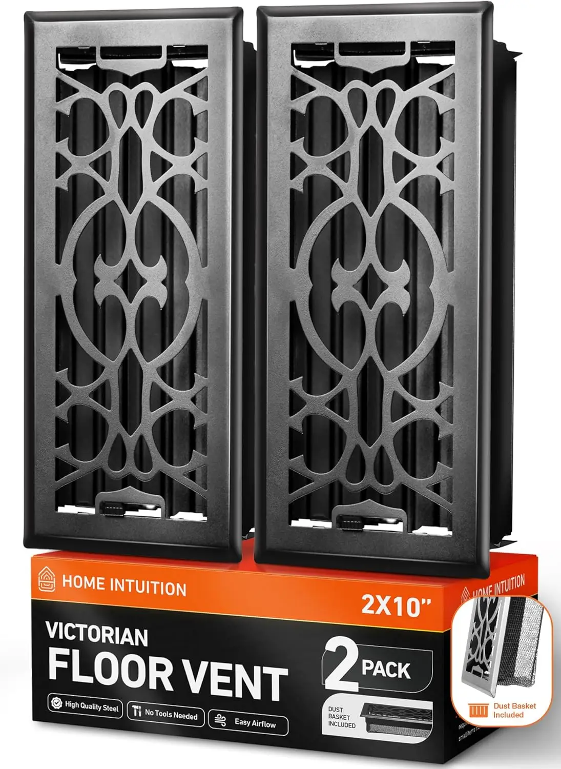 

Вентиляционные решетки в викторианском стиле 4x12 дюймов, матовые черные металлические с сеткой для сохранения тепла в системах ОВКВ