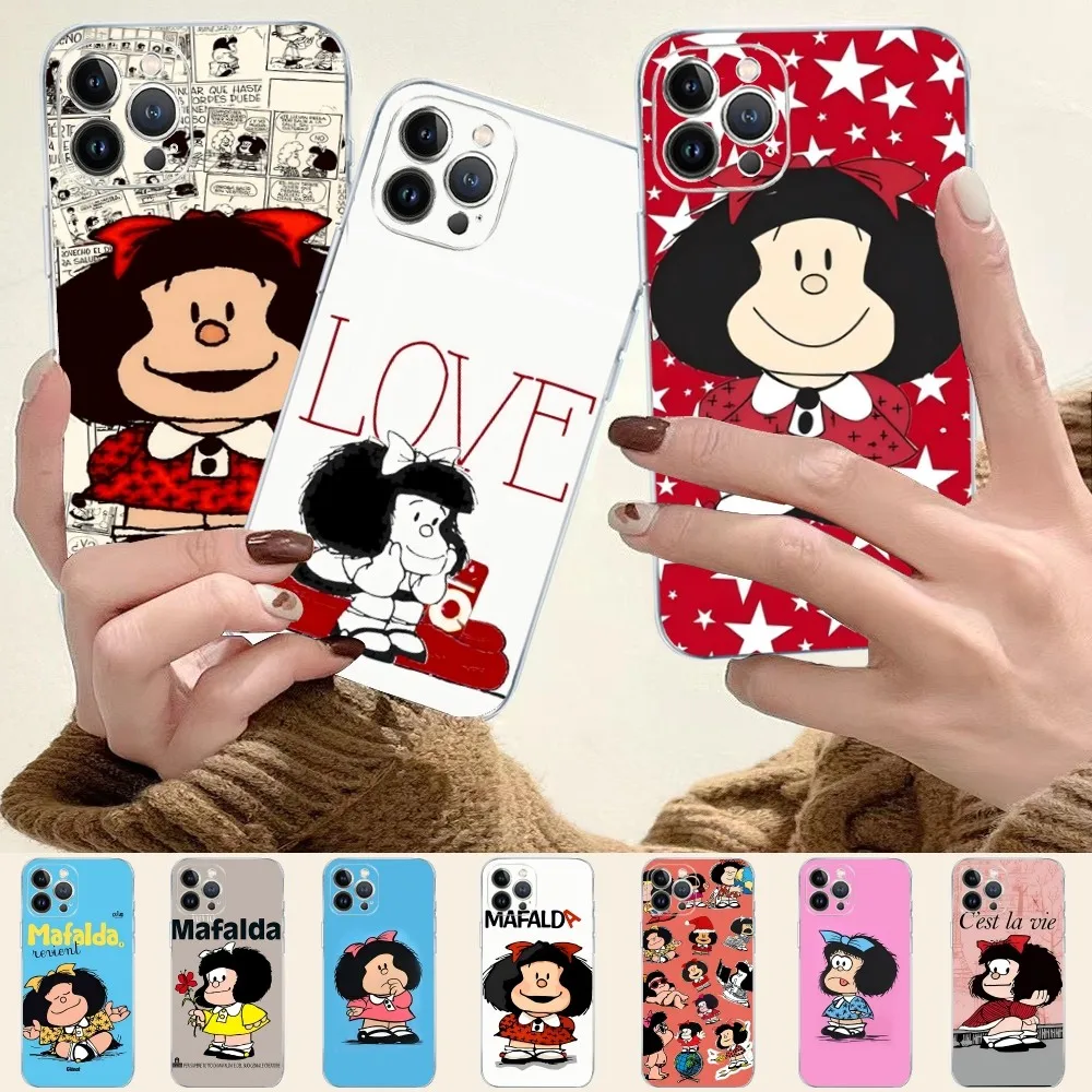 Anime M-Mafalda Phone Case For iPhone 16 15 14 13 12 Mini 11 Pro XS Max X XR SE 6 7 8 Plus Soft Silicone Cover