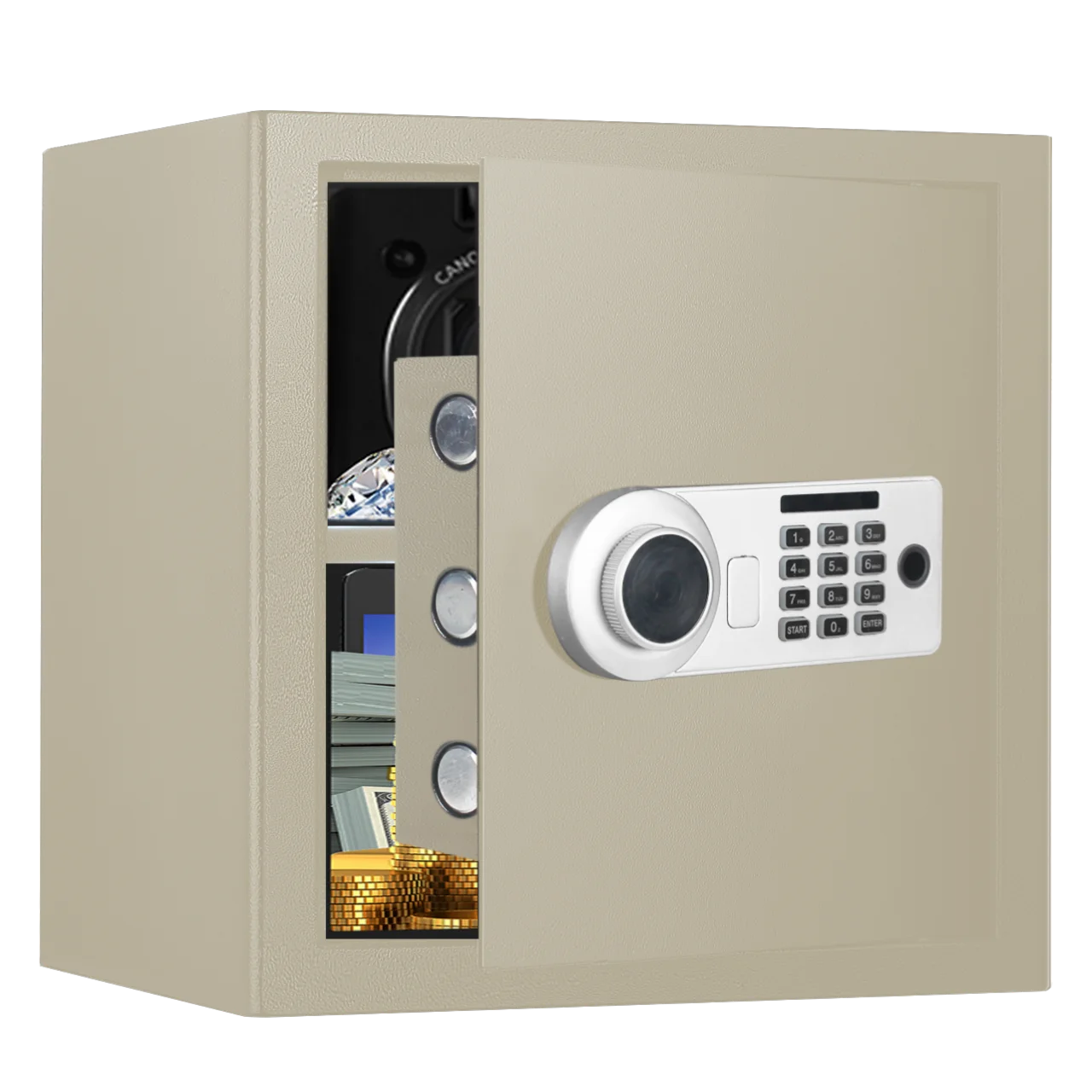 Caja de seguridad Digital de acero para el hogar, venta directa de fábrica, con Wifi y bloqueo de huellas dactilares, para almacenamiento doméstico, Al002-36