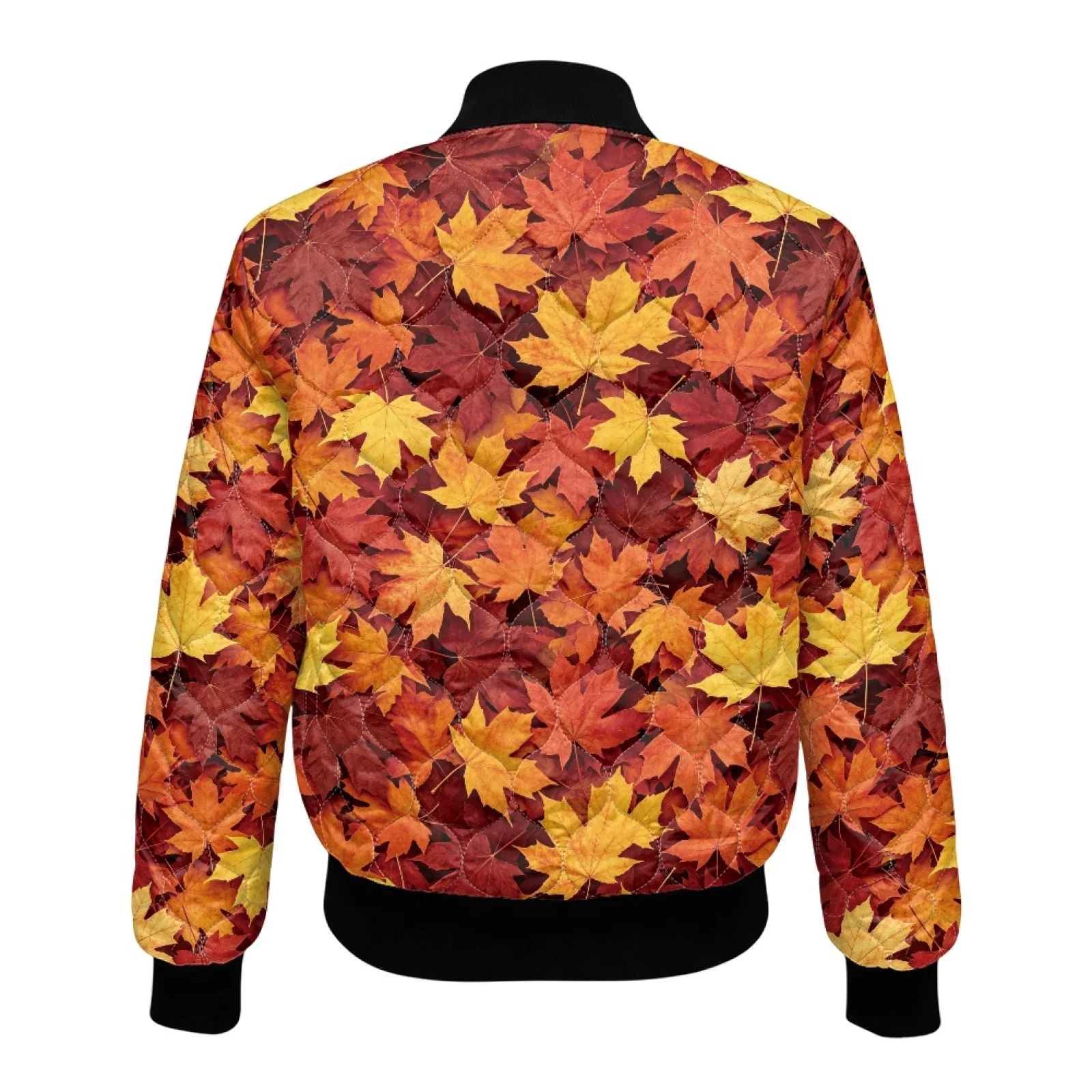 PENSTROLL Maple Leaf Ladies Light Warm Quilted Puffer Jacket with Rib Cuffs Cozy Quilted Winter Coat for Party