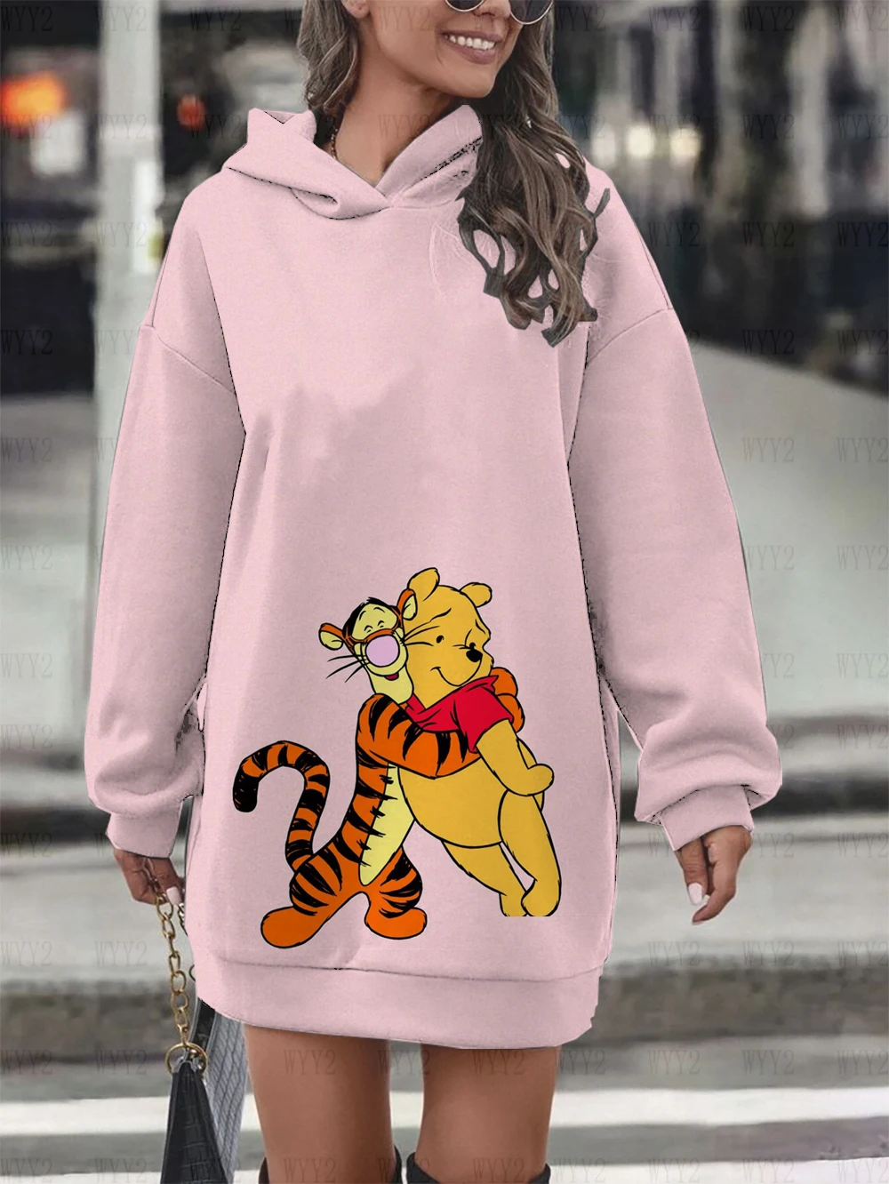 Women\'s Clothing Disney Christmas Winnie the Pooh Print Pullover Sweatshirt Women\'s Party Dress Fashion Street Style Sweatshirt