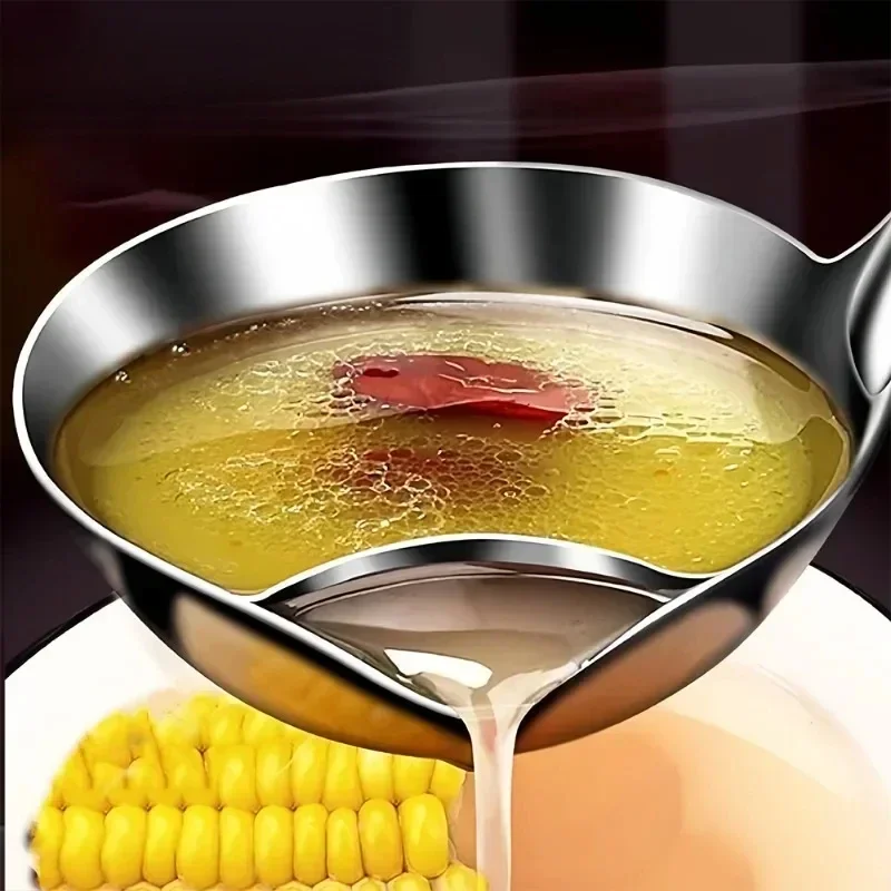 Stainless Steel Oil Separating Spoon Soup Colander Kitchen Gravy Oil Soup Fat Separator Yogurt Oil Skimmer Spoon tool