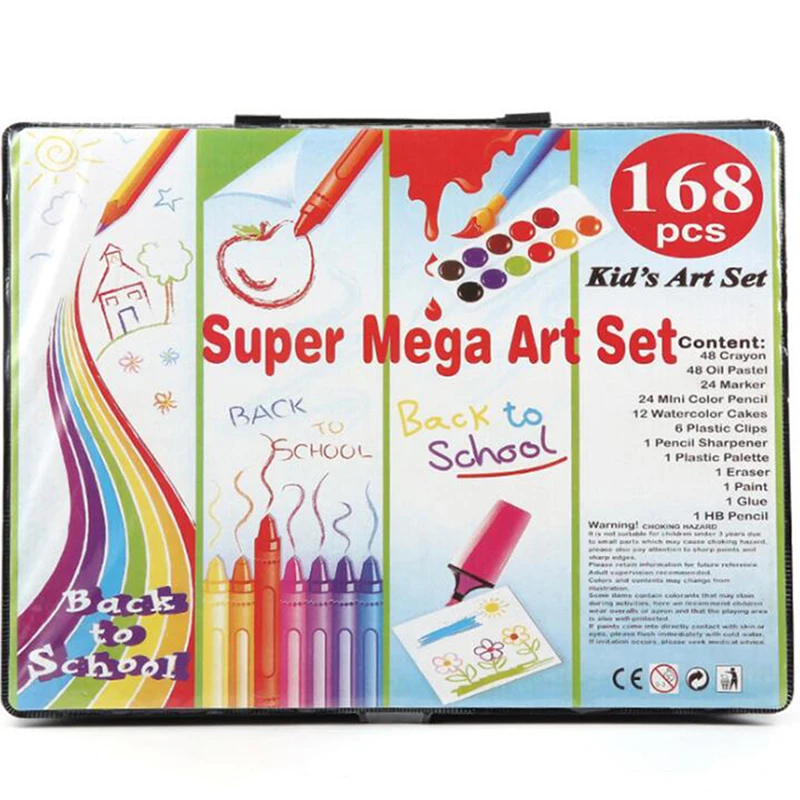 168Pcs Kids Art Set Children Drawing Set Water Color Pen Crayon Oil Pastel Painting Drawing Tool Art Supplies Stationery Set