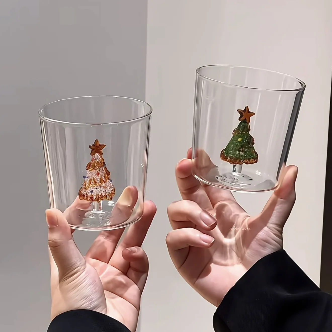 Christmas Tree Glass Wishing 3D Cartoon Animal Shape Cup Borosilicate Glass Single Layer Cup Living Room Guests Juice Cold Drink