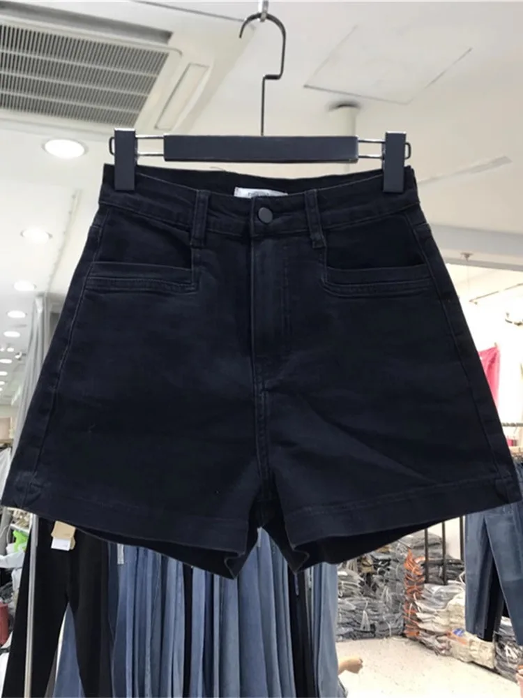 

High Waist A-Line Short Jeans High Waist Thinming Wide Leg Shorts for plus Size Women Summer Thin Model Pear Shaped Body