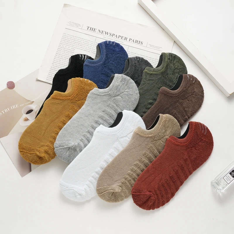 

Мужские короткие хлопковые носки высокого качества, повседневные мягкие нескользящие дышащие носки с низким вырезом до щиколотки, летние и осенние носки