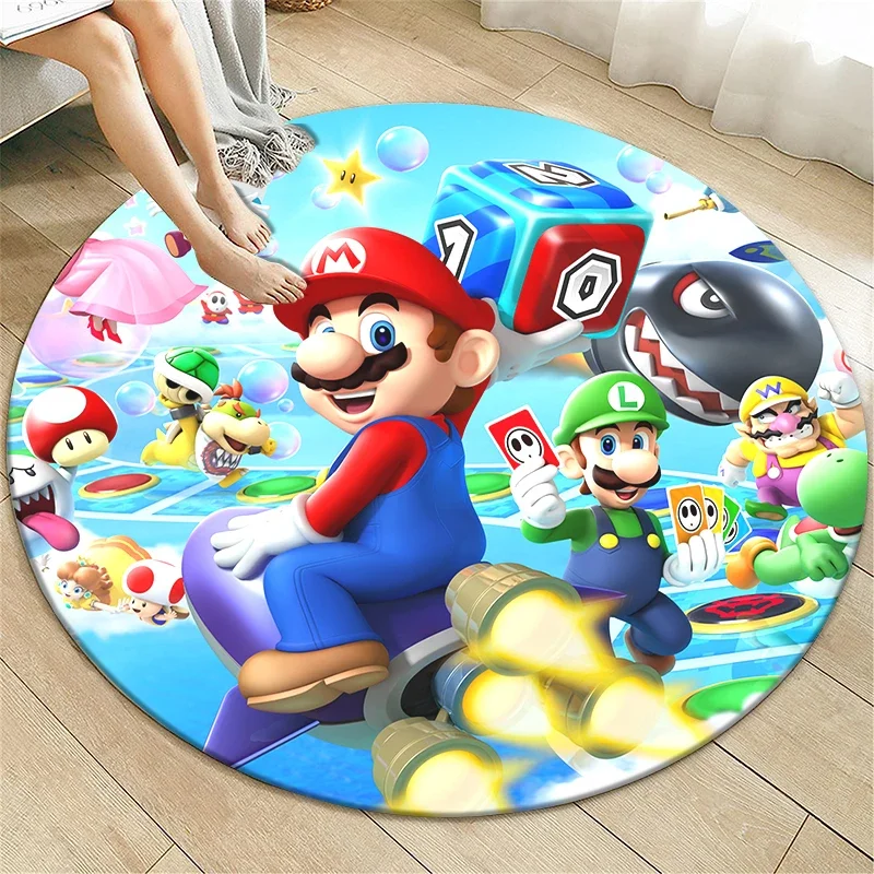 Super Mario Cartoon Cartoon Printed Round Carpet for Living Room,Bedroom,Kitchen Rugs Camping Picnic Mats  Anti-Slip Yoga Mat