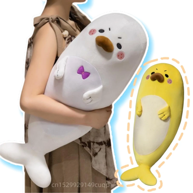 Kawaii Fun Small Beard Seal Plush Doll Grey White Yellow Gentleman Marine Animal Seal Plush Doll Super Soft Pillow Home Decor