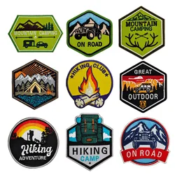 Hiking Mountains Sunset embroidery patch Hook Loop armband morale chapter DIY backpack Accessories badge Tactical patches