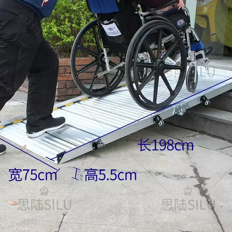 Foldable Wheelchair Ramp Board Portable Mobile Aluminum Alloy Barrier Free Ramp for Stair Climbing Wheelchair Access Auxiliary