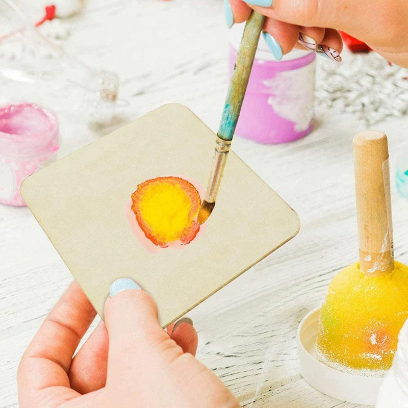 40 Pcs Unfinished Blank Wood Square,3 Different Size Wood Square Slices Cutouts For DIY Arts Craft Project,Pyrographyart