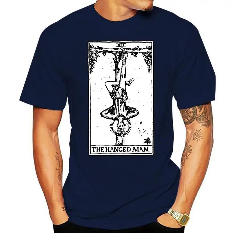 Men The Hanged Man Tarot Card Major Arcana Fortune Telling Occult T Shirts Pure Cotton Short Sleeve Tee Shirt Present T-Shirts