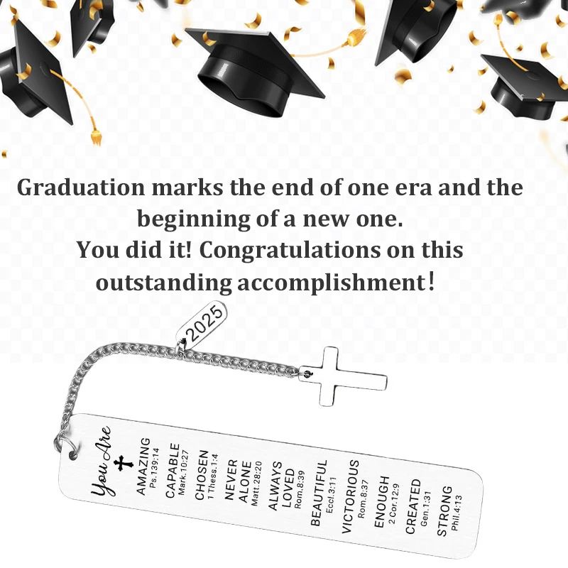

Class of 2025 Graduation Gifts,Stainless Steel Christian Bookmark - Inspirational Bible Verses Graduation Gifts for Women