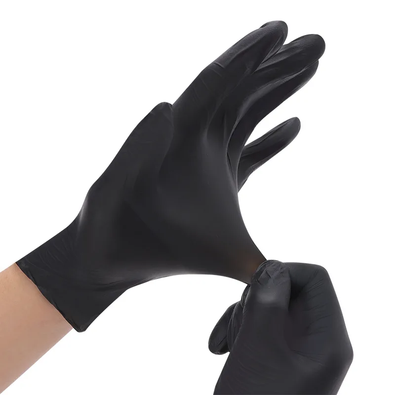 Guantes de goma negros resistentes al agua, accesorios de peluquería profesional, color de cabello, productos de limpieza