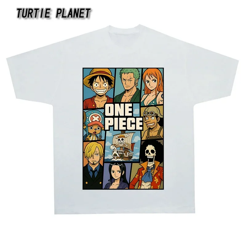 One Piece Straw Hat Pirates Crew T-Shirt Men Women And Kids Anime All Characters Print Casual Short Sleeve Tee
