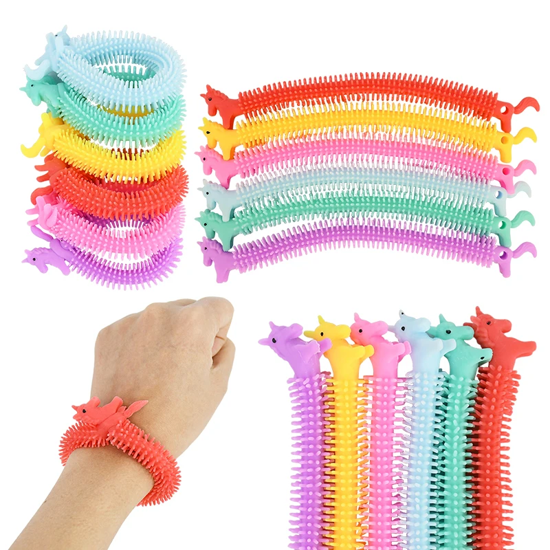 5/6Pcs Colorful Unicorn Stretchy String Bracelet Fidget Toys for Kids Birthday Party Favors Christmas Gifts Goodie Bag Filler