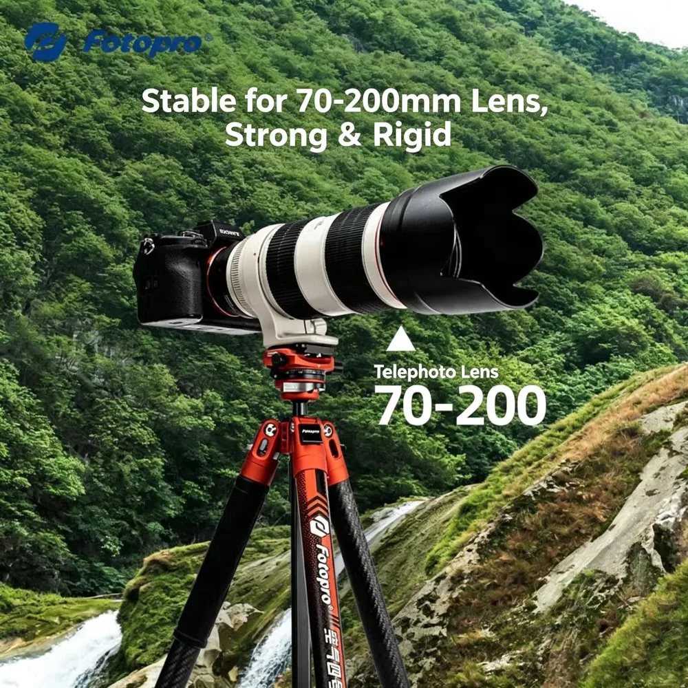 Fotopro X-AIRCROSS 4 Carbon Fiber Tripod Fast Twist Locks Converts to Monopod Professional Video Tripod for Video/Photo