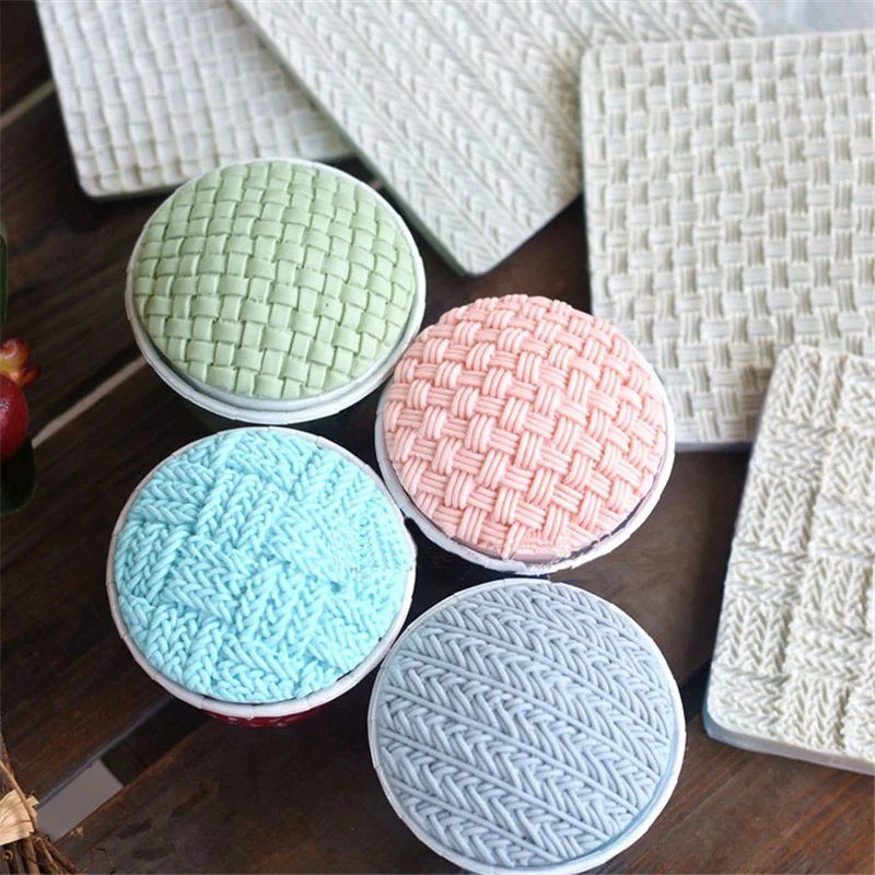 New Creative Knitted texture Weave texture Silicone Mold Fondant Cake Decorating Tools Embosser Baking Mould Kitchen Tools